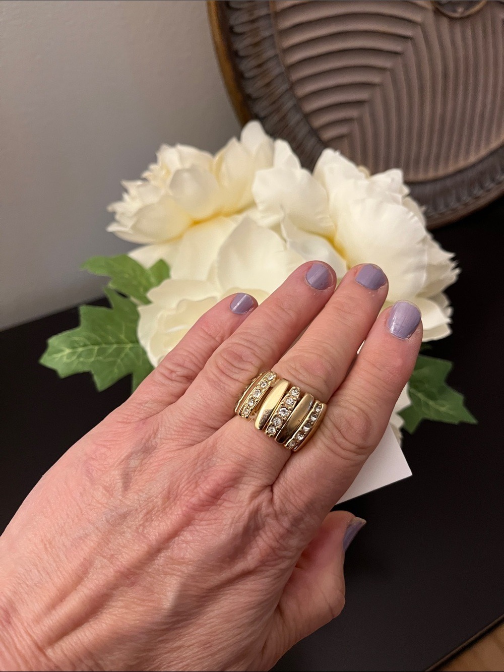Joe Fresh Goldtone Stretch Ring With Crystals